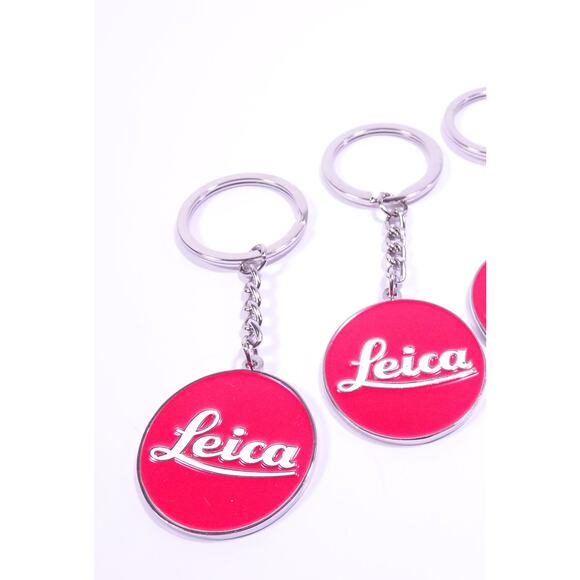 LEICA Red and White Enamel Signature Silver Key Ring Set of 2 PCS - Picture 1 of 5